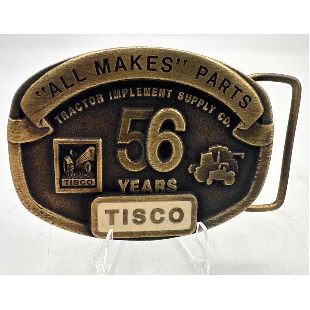 TISCO‎ 56 Years Tractor Implement Supply Co Belt Buckle Vintage Farm Brass Tone